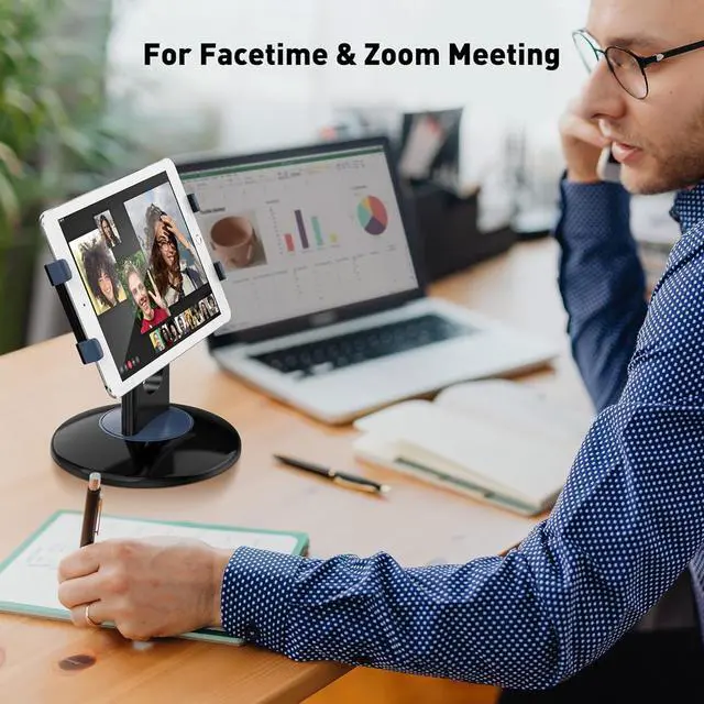 Alt view image 6 of 7 - Retail Kiosk iPad Stand 360° Rotating Commercial POS Tablet Stand Fits 6-13 (Screens) iPad mini Pro-Business Swivel Tablet Holder for Store Office Reception Kitchen Desktop (Black)