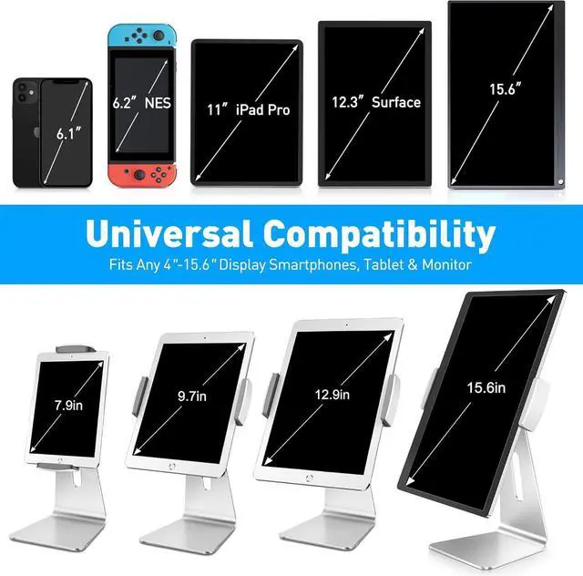 Alt view image 2 of 7 - Elegant Tablet Stand Aluminum iPad Stand Holder Desktop Kiosk POS Stands for 7-15.6 inch iPad/Portable Monitor Tablet Mount for Showcase Office Reception Countertop