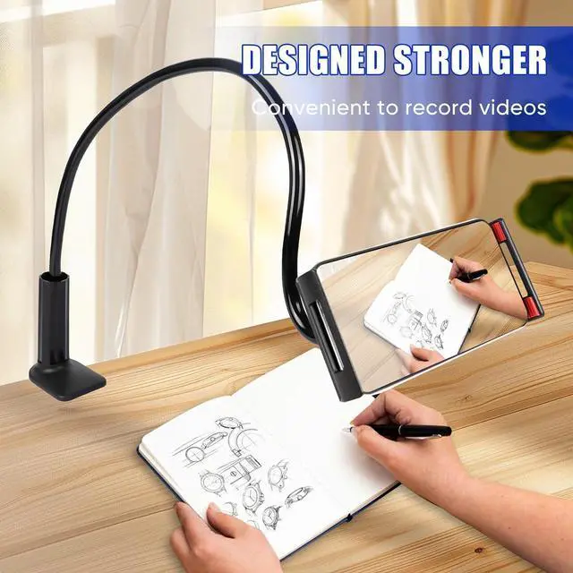 Alt view image 4 of 6 - Tablet Stand Holder for Bed Gooseneck Adjustable Flexible Long Arm Tablets Mount Clamp Cell Phone Holder Lazy Tablets Phone Stand Compatible with 4-10 Inches Device