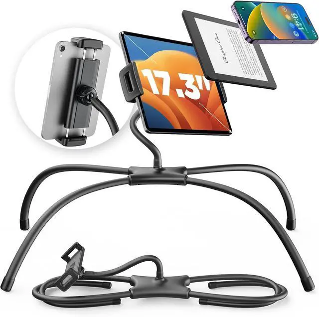 Main image of iPad Stand Adjustable Ergonomic Tablet Holder for Bed Kindle Stand for Reading in Bed Fit for Tablet Phone Kindle Portable Monitor Switch and More 4.7-17.3 Devices (Black)