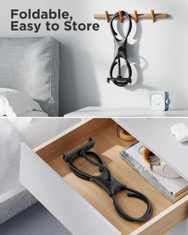 Alt view image 6 of 7 - iPad Stand Adjustable Ergonomic Tablet Holder for Bed Kindle Stand for Reading in Bed Fit for Tablet Phone Kindle Portable Monitor Switch and More 4.7-17.3 Devices (Black)