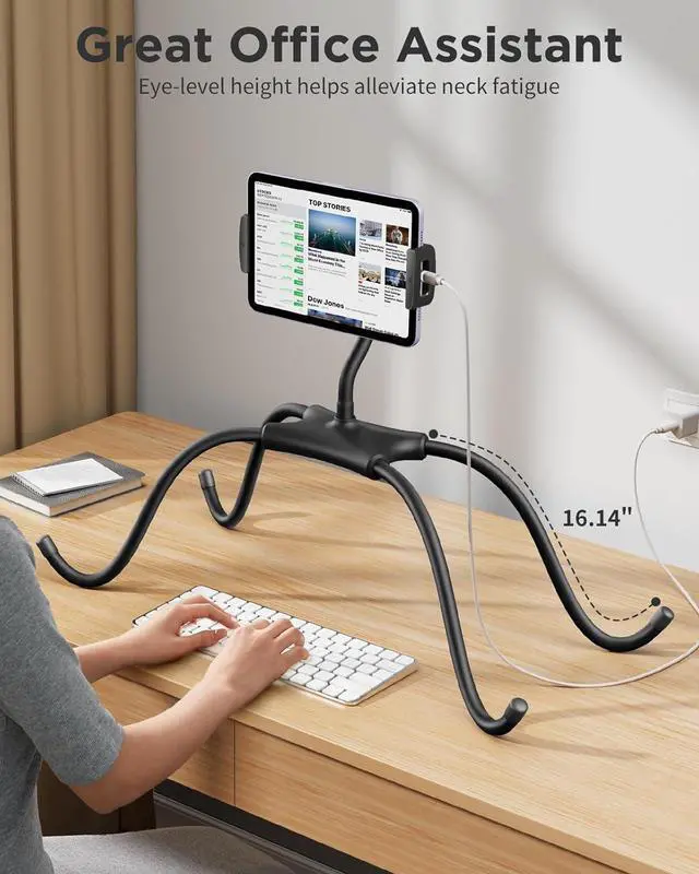 Alt view image 7 of 7 - iPad Stand Adjustable Ergonomic Tablet Holder for Bed Kindle Stand for Reading in Bed Fit for Tablet Phone Kindle Portable Monitor Switch and More 4.7-17.3 Devices (Black)
