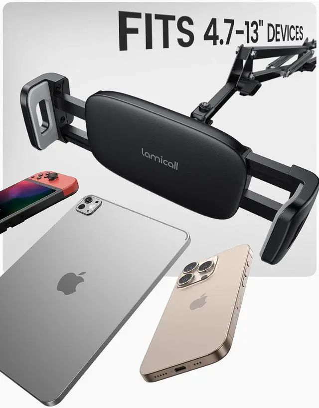 Alt view image 6 of 7 - Floor Tablet Stand Phone Holder - [55 Height Adjustable][ Flexible Arm] Multi Angle Tablet Holder 5lb Weighted Base Bed Mount For 4.7-13 Devices iPad Pro Air Mini Kindle Tabs E-Readers