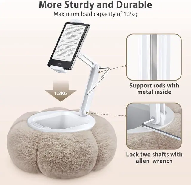 Alt view image 2 of 7 - Pumpkin Tablet Pillow Stand Holder for Kindle iPad Adjustable Phone Pillow Stand for Lap Bed with Detachable Snack Bowl Compatible with 4.7-13 Tablet iPad iPhone  Tabs Kindle