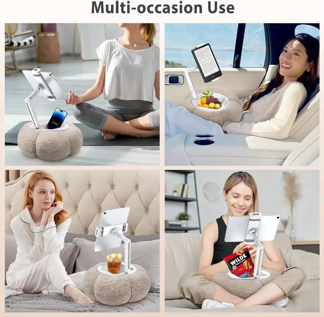 Alt view image 6 of 7 - Pumpkin Tablet Pillow Stand Holder for Kindle iPad Adjustable Phone Pillow Stand for Lap Bed with Detachable Snack Bowl Compatible with 4.7-13 Tablet iPad iPhone  Tabs Kindle
