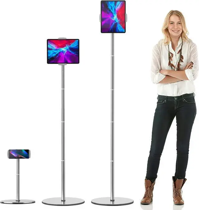Main image of Heavy-Duty Tablet Floor Stand - 66.1 Height-Adjustable Overhead Bed Phone/Tablet Holder Fits 4.7-12.9 iPad Pro/Air/Mini Kindle & Cell Phones