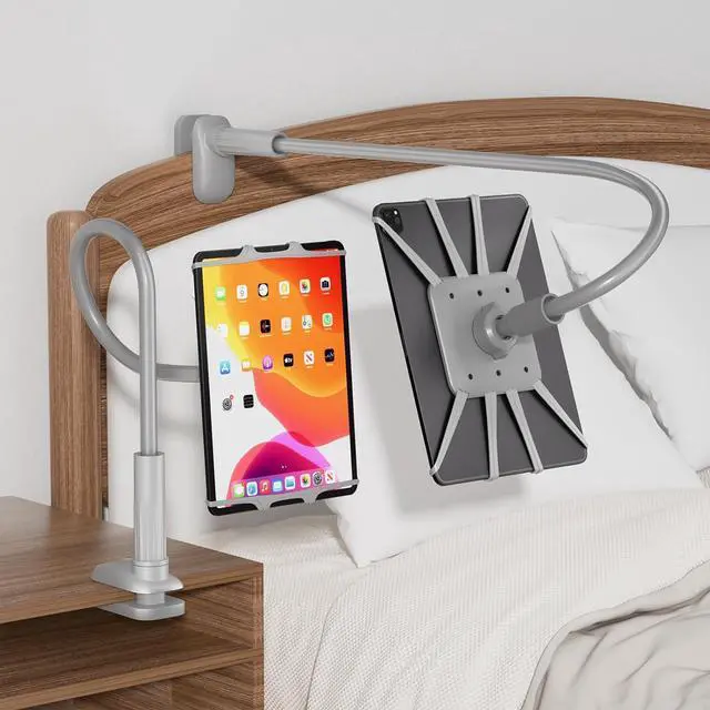 Main image of Gooseneck Tablet Holder for Bed Adjustable Flexible Ipad Holder Stand Kindle Stand for Reading in Bed Compatible with Fire HD Ipad Galaxy Tabs Kindle Switch Tablet or Other 7-12.9 Devices