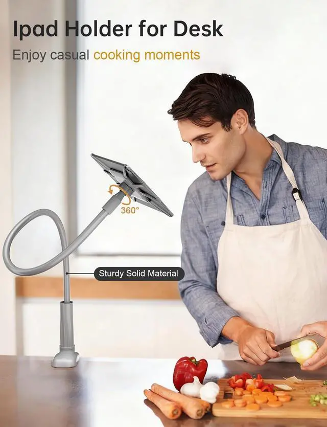 Alt view image 6 of 7 - Gooseneck Tablet Holder for Bed Adjustable Flexible Ipad Holder Stand Kindle Stand for Reading in Bed Compatible with Fire HD Ipad Galaxy Tabs Kindle Switch Tablet or Other 7-12.9 Devices