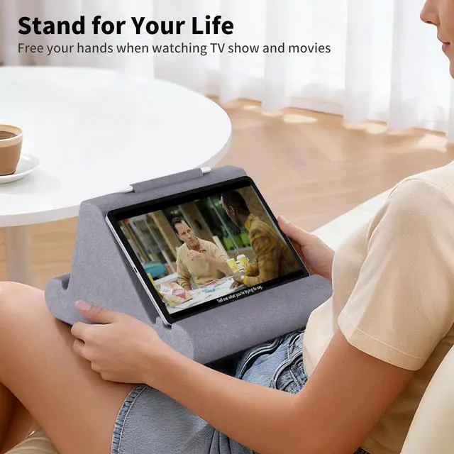 Alt view image 2 of 7 - Tablet Pillow Stand Soft Pillow Pad for Lap Tablet Holder Dock for Bed with 3 Viewing Angles Pocket Stylus Mount Compatible with iPad Pro 13 10.5 9.7 Air Mini Galaxy Tab E-Reader