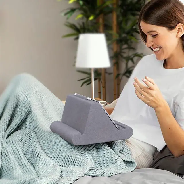 Alt view image 7 of 7 - Tablet Pillow Stand Soft Pillow Pad for Lap Tablet Holder Dock for Bed with 3 Viewing Angles Pocket Stylus Mount Compatible with iPad Pro 13 10.5 9.7 Air Mini Galaxy Tab E-Reader