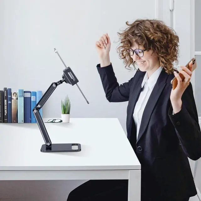 Alt view image 6 of 6 - Tablet Stand for iPad Aluminum Tablet Holder with Heavy-Duty Base for Desk Fully Adjustable Angle Compatible with iPad Pro Air Mini Galaxy Tab Surface Pro Kindle 4.7-13 Black