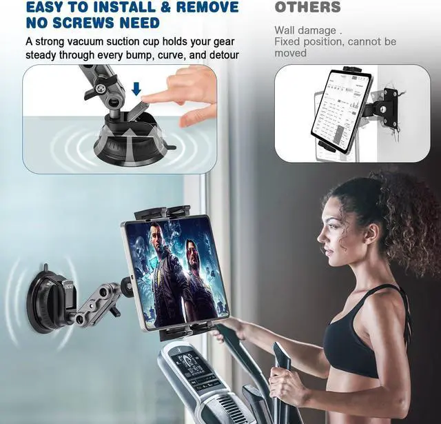 Alt view image 4 of 7 - Tablet Mount for Truck Car Tablet Holder Heavy Duty Super Suction Cup/Adhesive Base iPad Stand for Dash Windshield Wall Vehicle Desk 360° Metal Bracket for 4.7-12.9 iPad Pro/Air/Mini/Galaxy