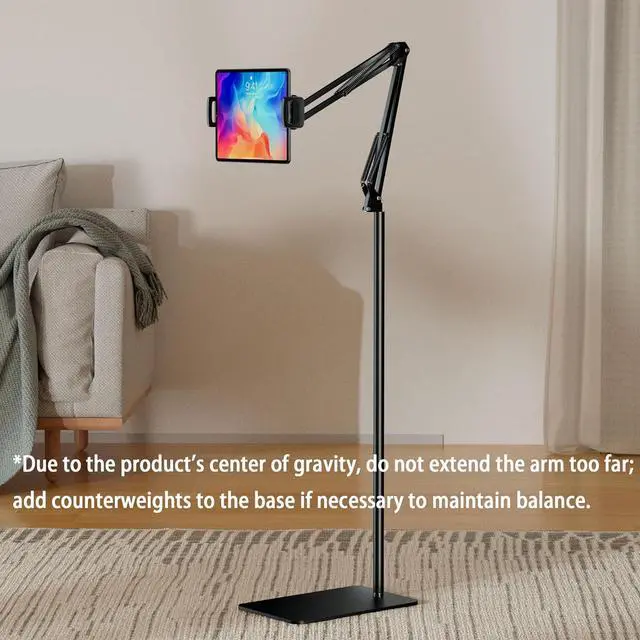 Alt view image 3 of 7 - Tablet Floor Stand & Kindle Holder Overhead Bed Reading Stand with 360° Rotatable Clamp and Height Adjustable Flexible Long Arm Compatible with Kindle iPad mini/Air/Pro and 4.7-14 Inch Devices