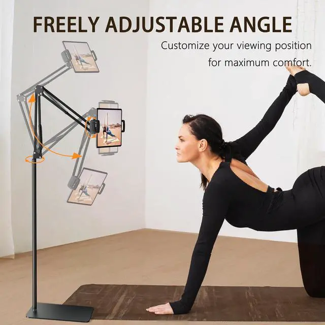 Alt view image 7 of 7 - Tablet Floor Stand & Kindle Holder Overhead Bed Reading Stand with 360° Rotatable Clamp and Height Adjustable Flexible Long Arm Compatible with Kindle iPad mini/Air/Pro and 4.7-14 Inch Devices