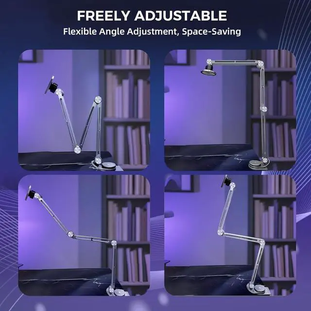 Alt view image 6 of 7 - Tablet Stand for Desk iPad Desk Mount Magnetic Tablet Holder for Desk Foldable Phone Arm Mount with 360° Adjustable Rotatable Phone Holder iPad Stand Fits for 4.7-15.6 Screen