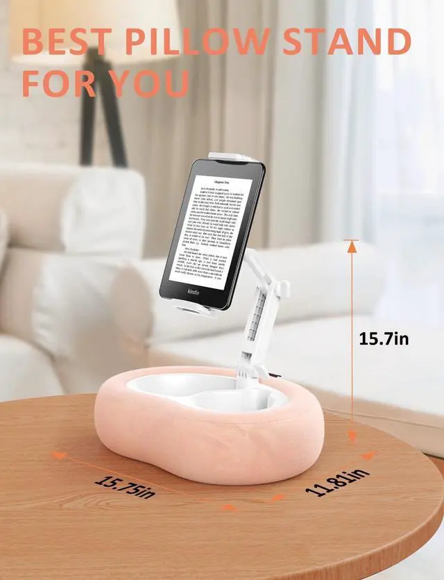 Alt view image 7 of 7 - Tablet & E-Reader Stand with Soft Plush Pillow and 2 Detachable Trays Adjustable Tablet Holder for Bed or Lap Compatible with Kindle Kobo iPad iPhone Portable Monitors & 4.7-16.1 Devices ()