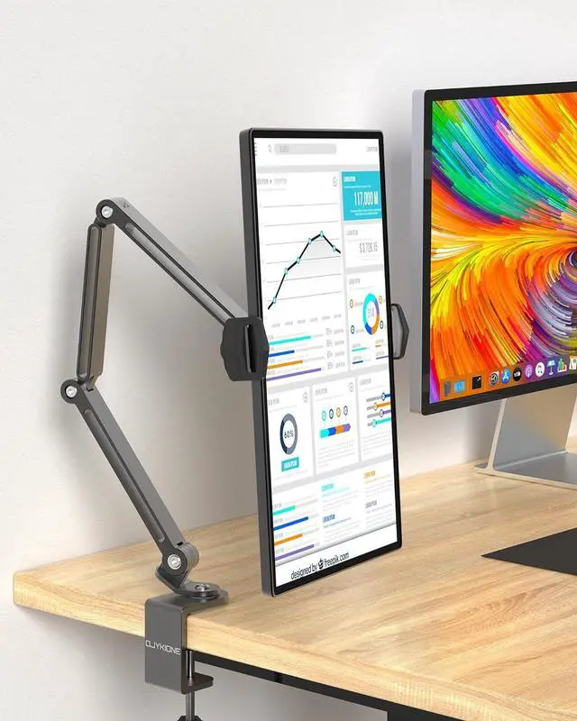 Alt view image 6 of 7 - Aluminum Alloy Tablet Stand for Desk 360° Adjustable iPad Arm Mount Foldable Phone Holder Compatible with iPad Pro Air 13/12.9/11 Mini Portable Monitor 15.6  Galaxy Kindle- Grey