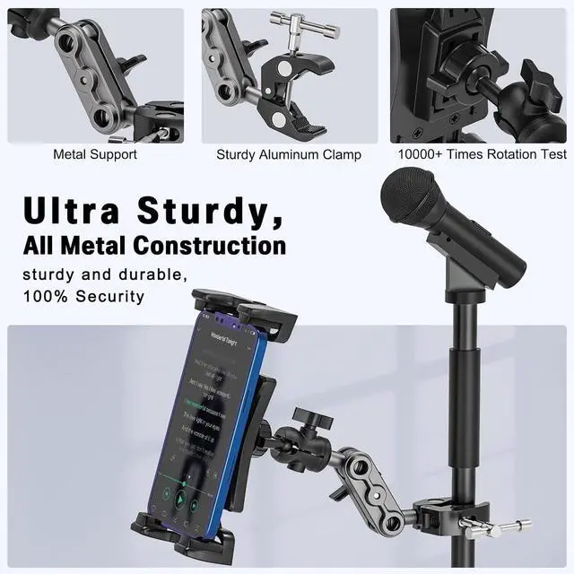 Alt view image 5 of 7 - Tablet Mount for Spin Bike Treadmill iPad Holder Stand Exercise Bike Handlebar Mount for Stationary Bicycle Microphone Stand Storlls Tablet Stand for 4.7-12.9 iPad Pro Galaxy Tabs