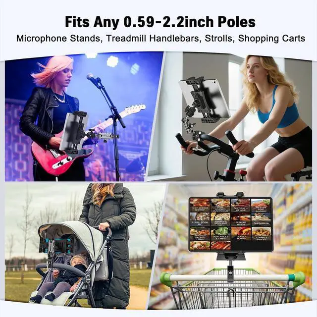 Alt view image 7 of 7 - Tablet Mount for Spin Bike Treadmill iPad Holder Stand Exercise Bike Handlebar Mount for Stationary Bicycle Microphone Stand Storlls Tablet Stand for 4.7-12.9 iPad Pro Galaxy Tabs