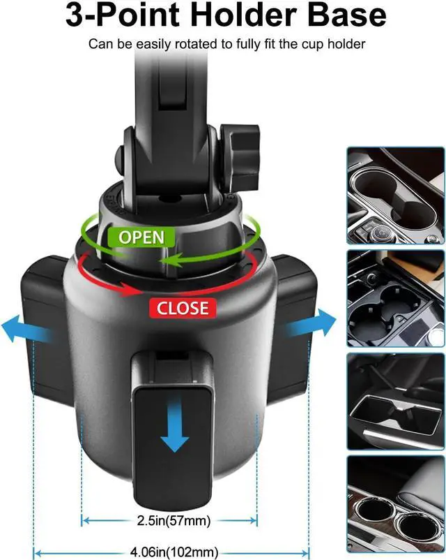 Alt view image 3 of 7 - Cup Holder Car Tablet Mount iPad Mount Holder for Car/Truck 360° Rotation Adjustable Universal Tablet Stand Cradle Compatible with iPad Pro Air Mini Galaxy Tabs Cell Phones 4.7-13 Devices