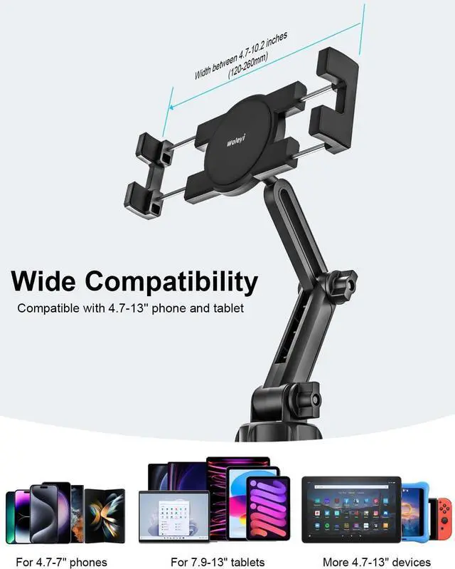 Alt view image 6 of 7 - Cup Holder Car Tablet Mount iPad Mount Holder for Car/Truck 360° Rotation Adjustable Universal Tablet Stand Cradle Compatible with iPad Pro Air Mini Galaxy Tabs Cell Phones 4.7-13 Devices