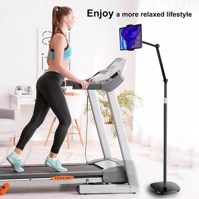 Alt view image 5 of 7 - Tablet Floor Stand Overhead Bed Phone Mount Height & 360 Degree Angle Adjustable Universal Metal Tablet Holder Compatible with iPad  Galaxy Tab iPhone Kindle 4.7-12.9 (Black)