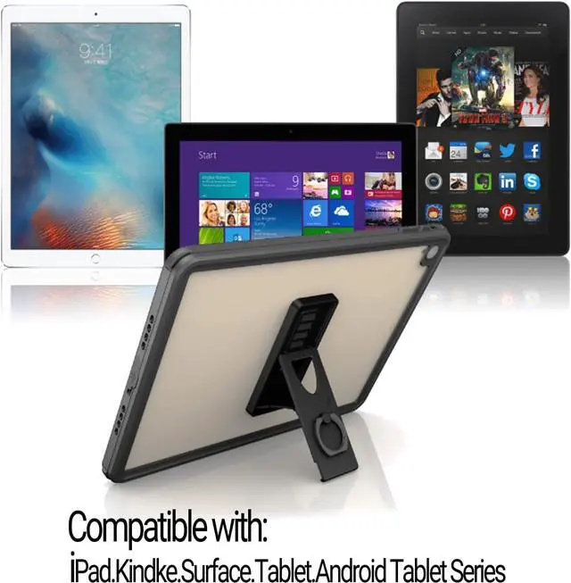 Alt view image 3 of 7 - Universal Tablet Stand - Adjustable Universal Tablet Hand Strap Holder 360 Degrees Handle Grip with Adhesive Patch for Tablets 7-11 (iPad Galaxy Tab Dragon Touch & More) Black-2PC