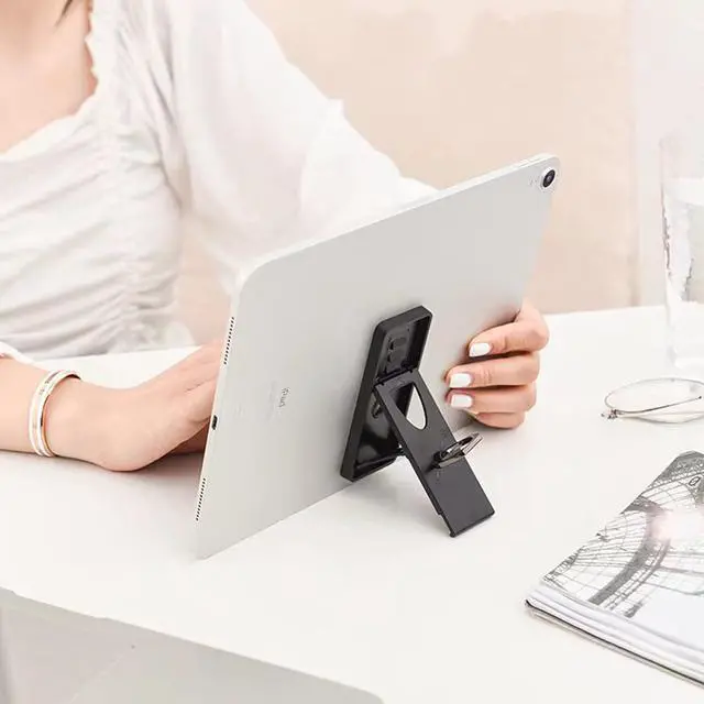Alt view image 2 of 7 - Universal Tablet Stand - Adjustable Universal Tablet Hand Strap Holder 360 Degrees Handle Grip with Adhesive Patch for Tablets 7-11 (iPad Galaxy Tab Dragon Touch & More) Black-2PC