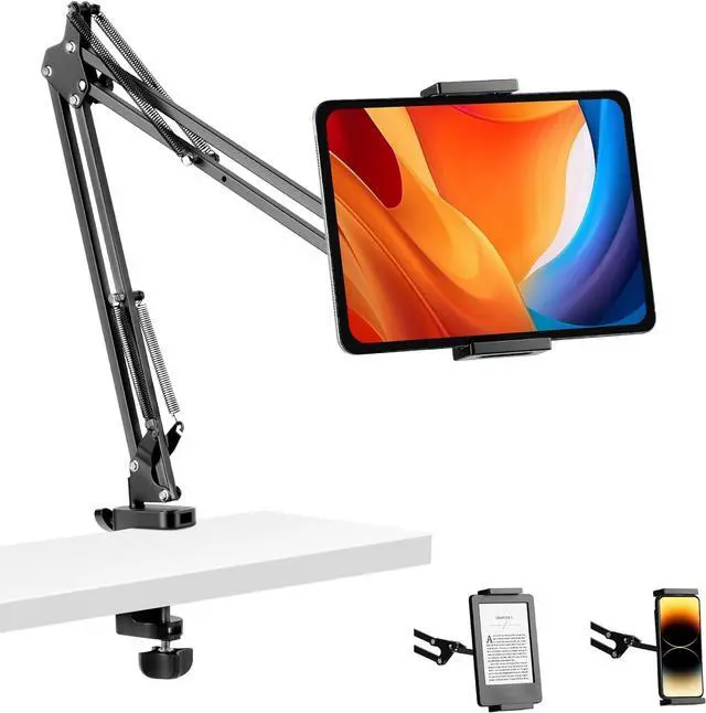 Main image of Tablet Holder for Desk iPad Stand Phone Holder for Desk Overhead Tablet Desk Mount for Bed with 360° Rotation Compatible with iPhone iPad Kindle 4.7-13 Devices