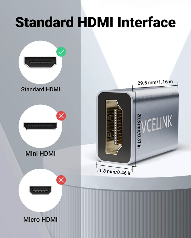 Alt view image 5 of 7 - HDMI Coupler 8K HDMI 2.1 Female to Female Extension Adapter 2 Pack