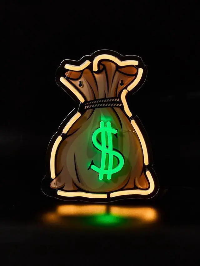 Alt view image 2 of 6 - AYDCNQ LED Neon Signs Money Bag Wall Sign, Dollar Shape Neon Light, For Bar,Birthday Party Canteen Man Room Home Indoor Wall Decoration,Product size: 11.4x8.7inch