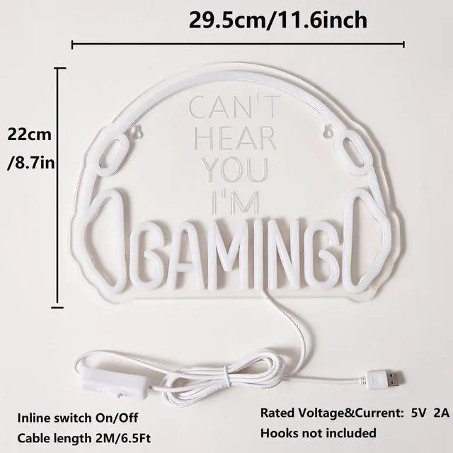 Alt view image 2 of 7 - AYDCNQ Gaming Led Neon Sign Light for Wall Decor,Headphone Can't Hear You I'm Gaming Neon Sign,Video Game Zone Neon Light for Boys Men Teen Gamers
