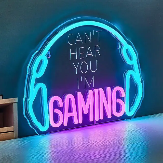 Alt view image 5 of 7 - AYDCNQ Gaming Led Neon Sign Light for Wall Decor,Headphone Can't Hear You I'm Gaming Neon Sign,Video Game Zone Neon Light for Boys Men Teen Gamers
