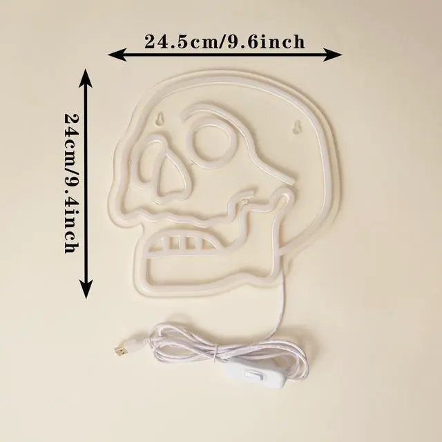 Alt view image 4 of 5 - AYDCNQ 1PC Backboard Led Neon Light Halloween Skull Powered By USB