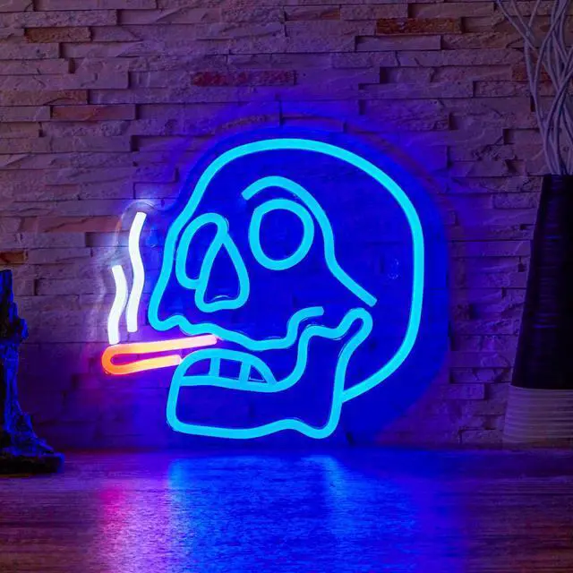 Main image of AYDCNQ 1 Backboard LED Neon Light Halloween Man Cave Indoor Decoration Cigarette Skull Neon Online Switch 5V USB Power Supply