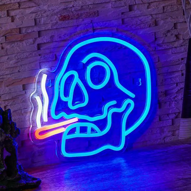 Alt view image 2 of 5 - AYDCNQ 1 Backboard LED Neon Light Halloween Man Cave Indoor Decoration Cigarette Skull Neon Online Switch 5V USB Power Supply