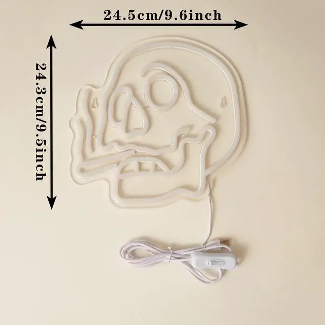 Alt view image 4 of 5 - AYDCNQ 1 Backboard LED Neon Light Halloween Man Cave Indoor Decoration Cigarette Skull Neon Online Switch 5V USB Power Supply