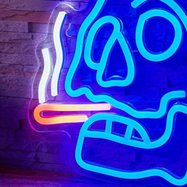Alt view image 5 of 5 - AYDCNQ 1 Backboard LED Neon Light Halloween Man Cave Indoor Decoration Cigarette Skull Neon Online Switch 5V USB Power Supply