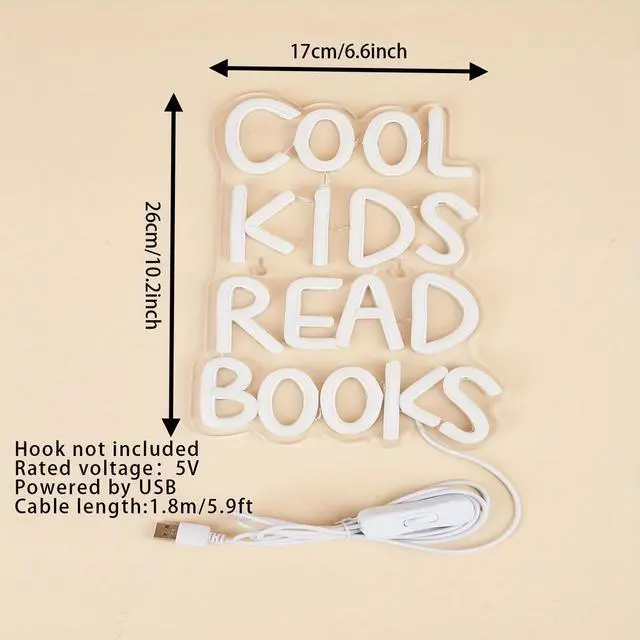 Alt view image 3 of 5 - AYDCNQ 1pc Cool Kids Read Books LED Neon Sign Lamps Mother's Day For Festive Decoration, For Boys Girl Gifts, For Students Room Study Classroom Decoration, Powered By USB