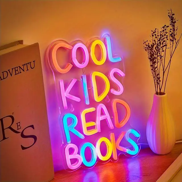 Alt view image 2 of 5 - AYDCNQ 1pc Cool Kids Read Books LED Neon Sign Lamps Mother's Day For Festive Decoration, For Boys Girl Gifts, For Students Room Study Classroom Decoration, Powered By USB