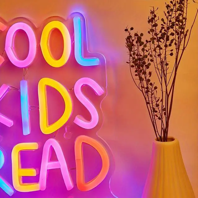 Alt view image 4 of 5 - AYDCNQ 1pc Cool Kids Read Books LED Neon Sign Lamps Mother's Day For Festive Decoration, For Boys Girl Gifts, For Students Room Study Classroom Decoration, Powered By USB