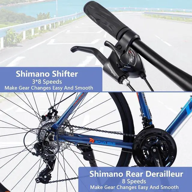 Alt view image 4 of 7 - 24 Speed Hybrid bike Disc Brake 700C Road Bike For men women's City Bicycle