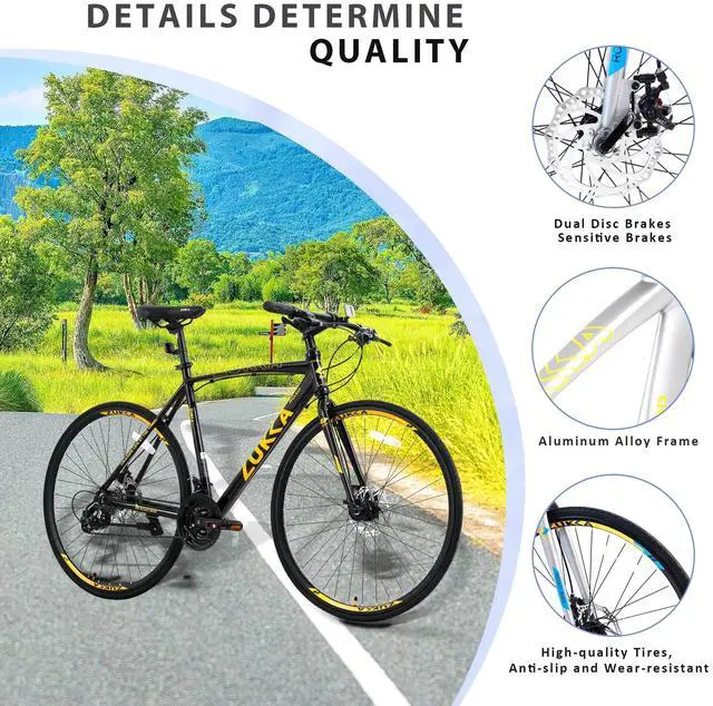 Alt view image 3 of 6 - ZUKKA 24 Speed Hybrid bike Disc Brake 700C Road Bike For men women's City Bicycle
