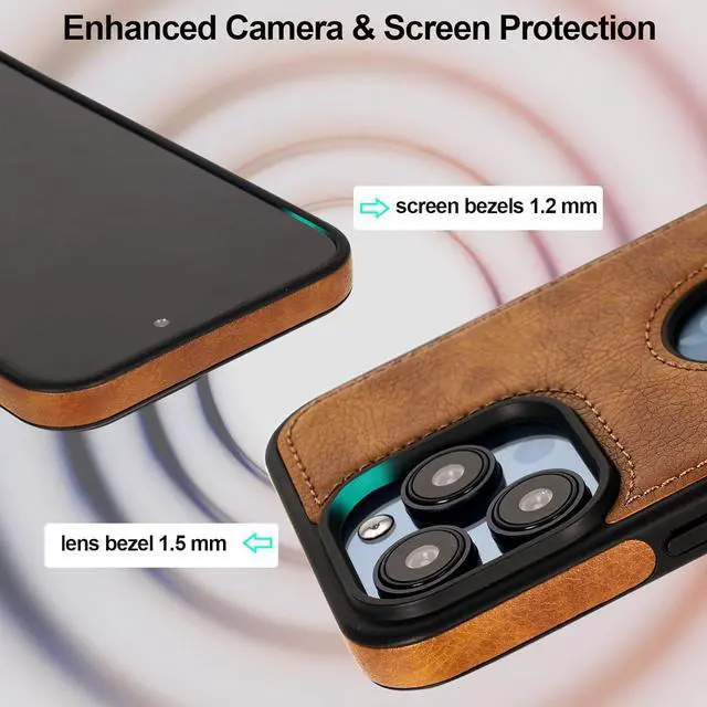 Alt view image 5 of 7 - KSELF Leather Stand case for iPhone 15 Pro Max Case, Thin Flexible Soft Grip Luxury Cover, Protective Slim with Kickstand Shockproof Cases (Brown, for iPhone 15 Pro Max)