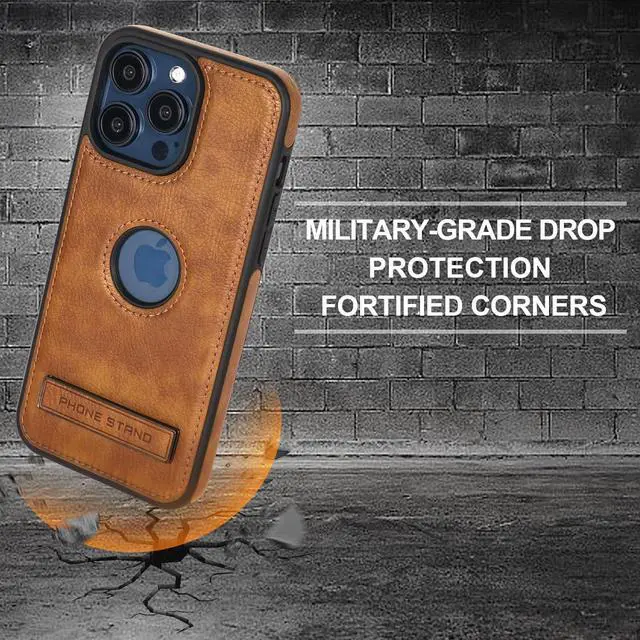 Alt view image 3 of 7 - KSELF Leather Stand case for iPhone 15 Pro Max Case, Thin Flexible Soft Grip Luxury Cover, Protective Slim with Kickstand Shockproof Cases (Brown, for iPhone 15 Pro Max)