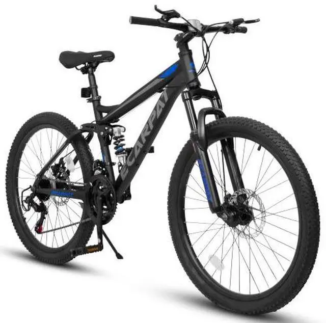 Main image of Ecarpat 24/26/27.5 Inch Mountain Bike, Full/Front Suspension Mens Boys Mountain Bike with 21 Speed Steel Frame and Dual Disc Brakes, Adult Sport Bicycle for Trail City Road, Gift Choice
