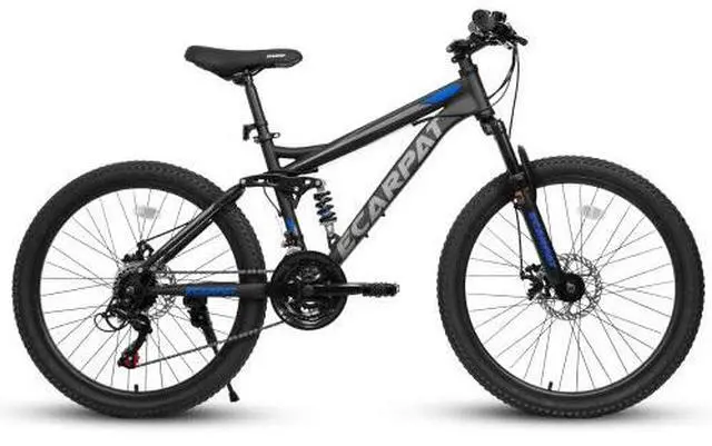 Alt view image 2 of 6 - Ecarpat 24/26/27.5 Inch Mountain Bike, Full/Front Suspension Mens Boys Mountain Bike with 21 Speed Steel Frame and Dual Disc Brakes, Adult Sport Bicycle for Trail City Road, Gift Choice