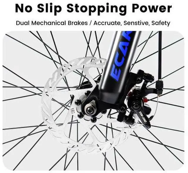 Alt view image 5 of 6 - Ecarpat 24/26/27.5 Inch Mountain Bike, Full/Front Suspension Mens Boys Mountain Bike with 21 Speed Steel Frame and Dual Disc Brakes, Adult Sport Bicycle for Trail City Road, Gift Choice