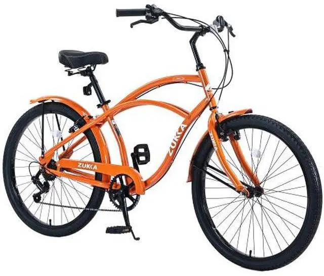 Main image of 7-speed bicycle 26-inch men's beach cruiser bicycle orange