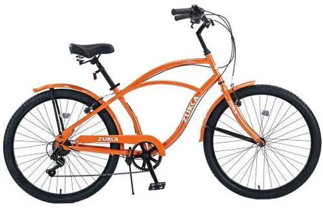 Alt view image 6 of 7 - 7-speed bicycle 26-inch men's beach cruiser bicycle orange